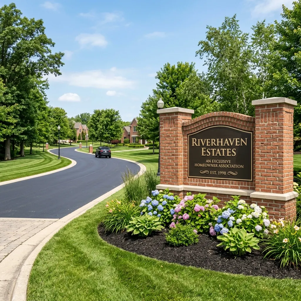 HOA community entrance landscaping
