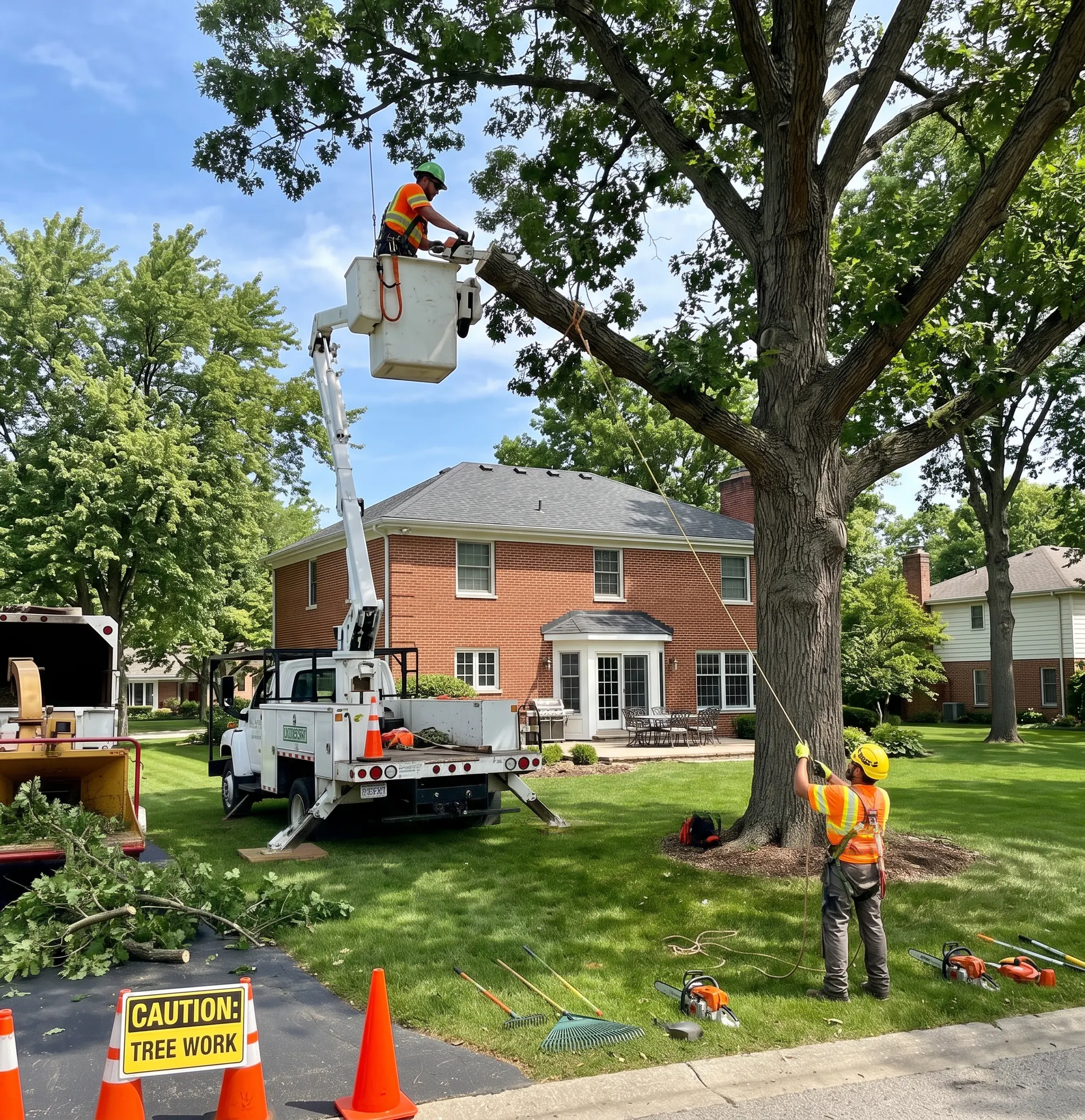 Smith Brothers tree trimming crew working in a tree
